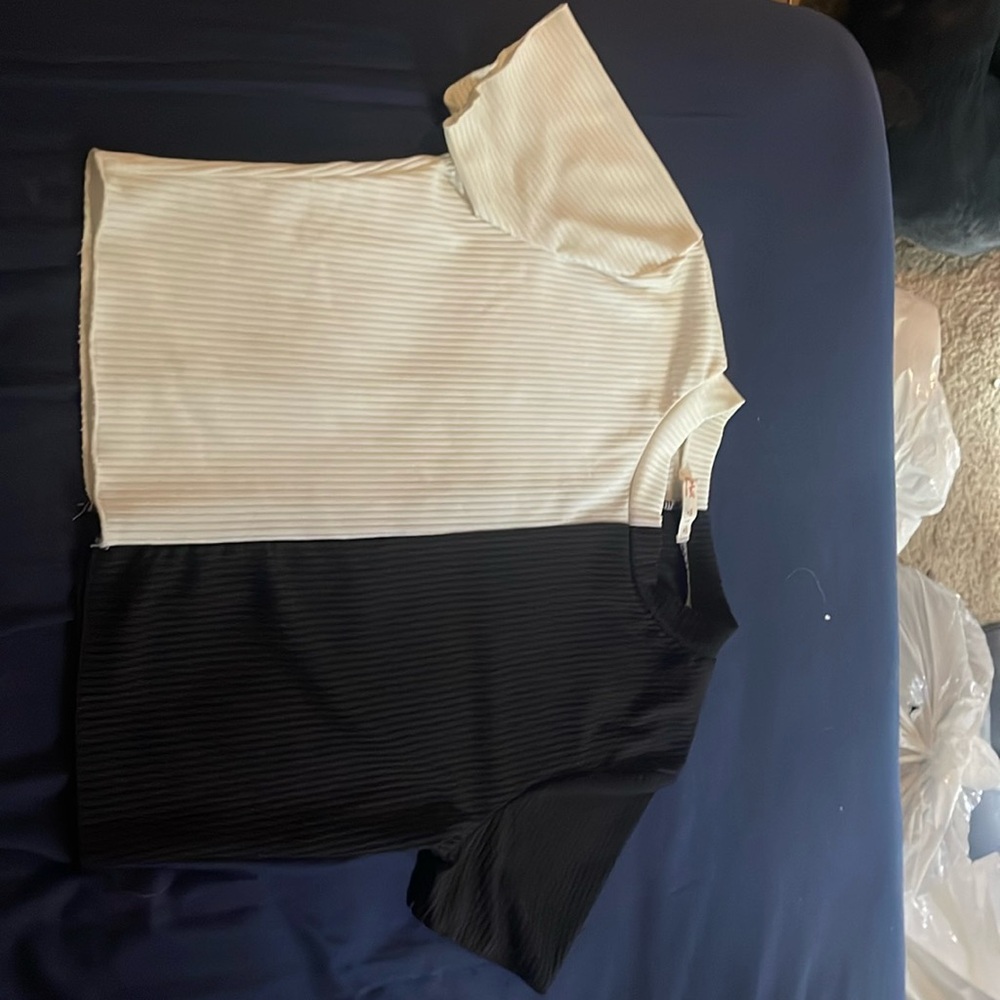 Half white half black crop top NEVER WORN